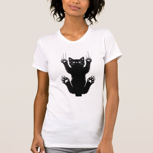 Camiseta Elegant Black Cat Illustration (Frente)