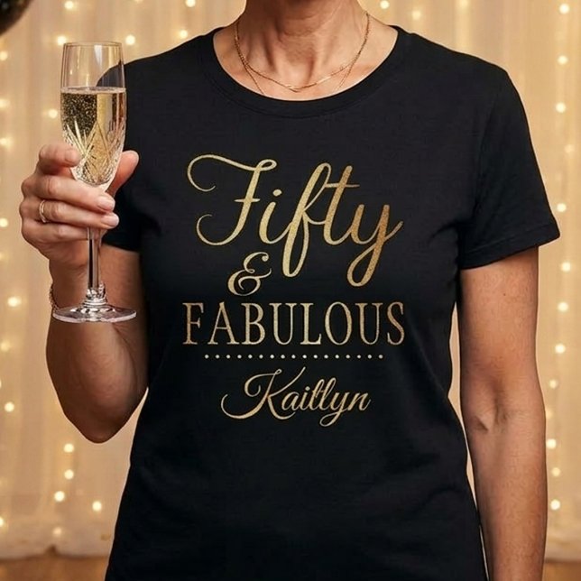Camiseta Elegant Fifty and Fabulous! 50th Birthday Party (Criador carregado)