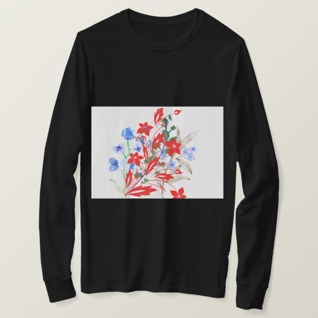 Camiseta Elegant Flower and Leaves Artwork | Minimal  (Frente do Design)