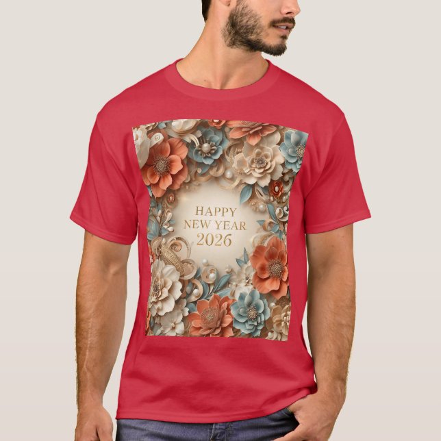 Camiseta elegant happy new year family t-shirt (Frente)