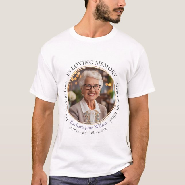 Camiseta Elegant In Loving Memory Memorial Funeral Keepsake (Frente)