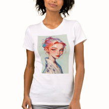 Elegant Kimono Girl Aesthetic Anime Portrait T-Shi