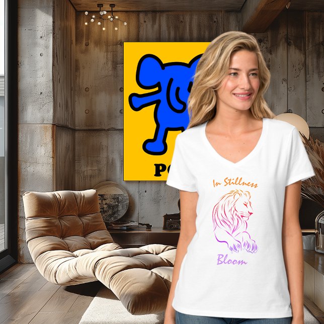 Camiseta Elegant Lion Line Art – Editable Text and Color (Criador carregado)