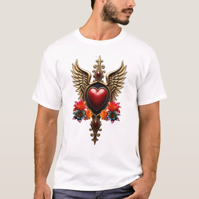 Camiseta Elegant luxurious heart emblem. (Frente)