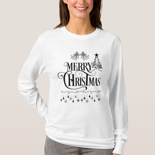 Camiseta Elegant Merry Christmas Typography Design (Frente)