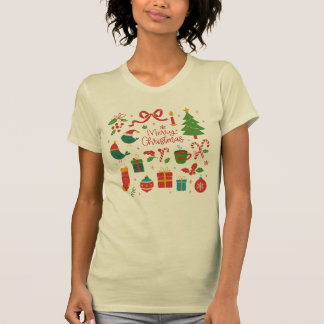 Camiseta Elegant Minimalist Christmas Doodles Hand-Drawn