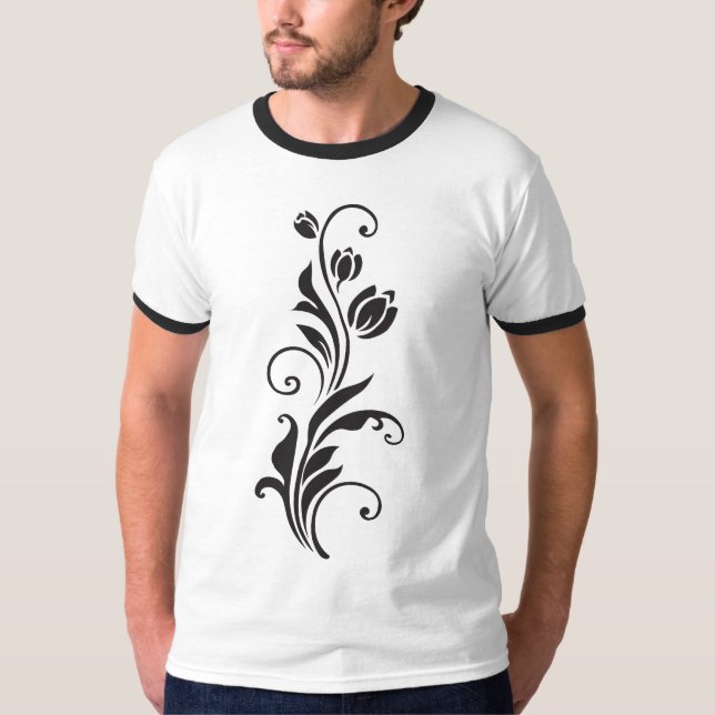 Camiseta Elegant Ornamental Floral Flower Art (Frente)