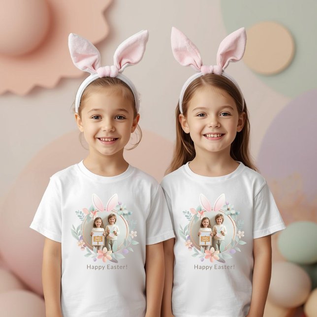 Camiseta Elegant Pastel Easter Photo T-Shirt for Kids (Criador carregado)