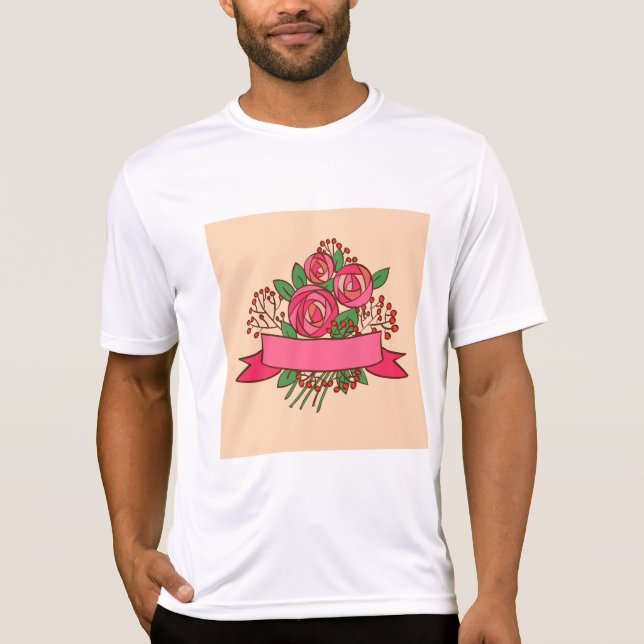 Camiseta Elegant Pink Rose Floral Bouquet (Frente)