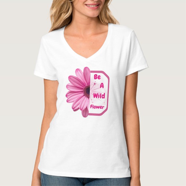 Camiseta Elegant Pink Wildflower Quote Women's T-shirt (Frente)