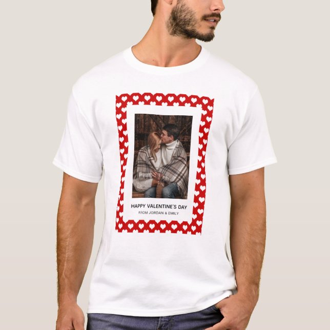 Camiseta Elegant Red Hearts Happy Valentine's Day 1 Photo (Frente)