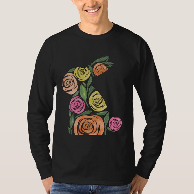 Camiseta Elegant rose garden Easter Bunny Rabbit matching m (Frente)