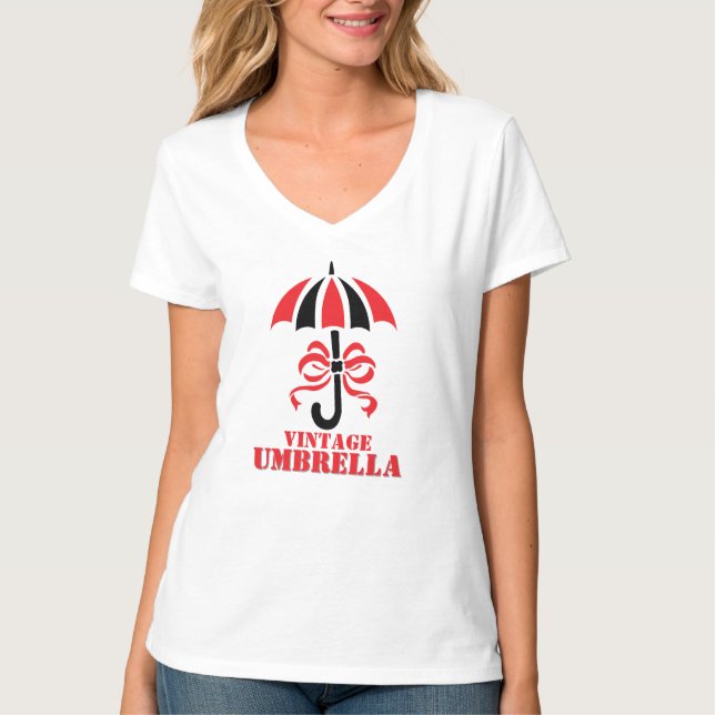 Camiseta Elegant Vintage Umbrella with Ribbon Bow Design (Frente)
