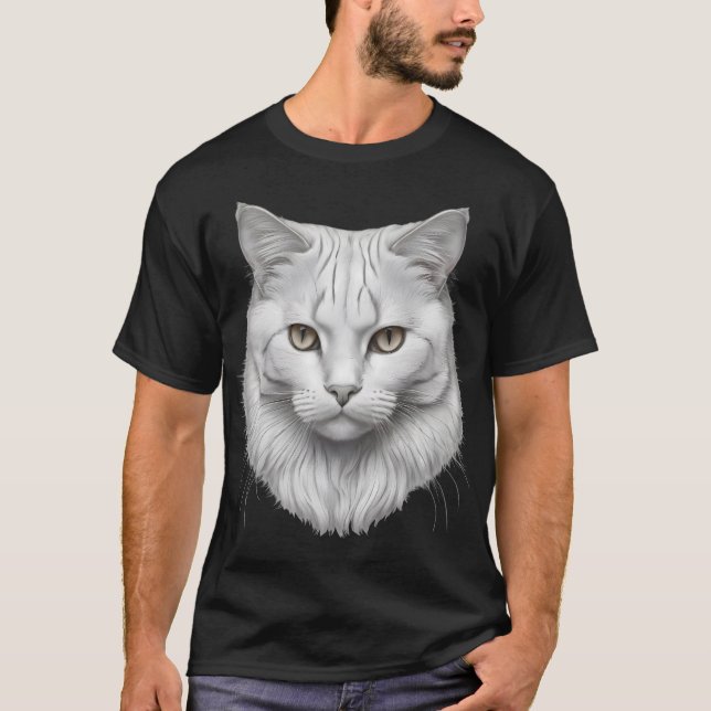 Camiseta Elegant White Cat with Golden Eyes (Frente)