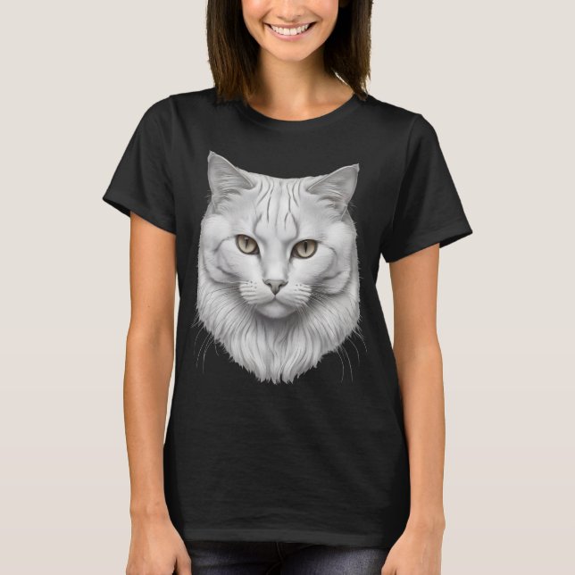 Camiseta Elegant White Cat with Golden Eyes (Frente)