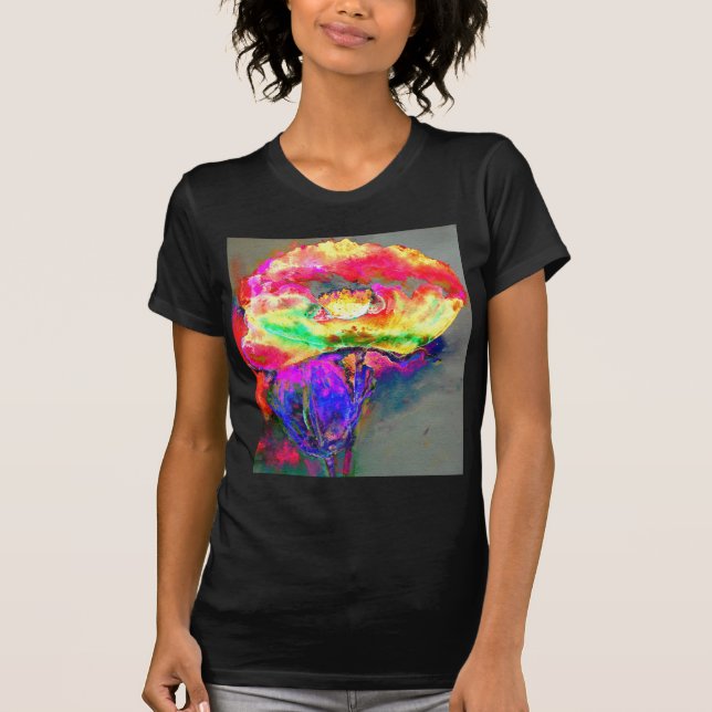 Camiseta Elegante abstrato Amarelo - Papoila floral (Frente)