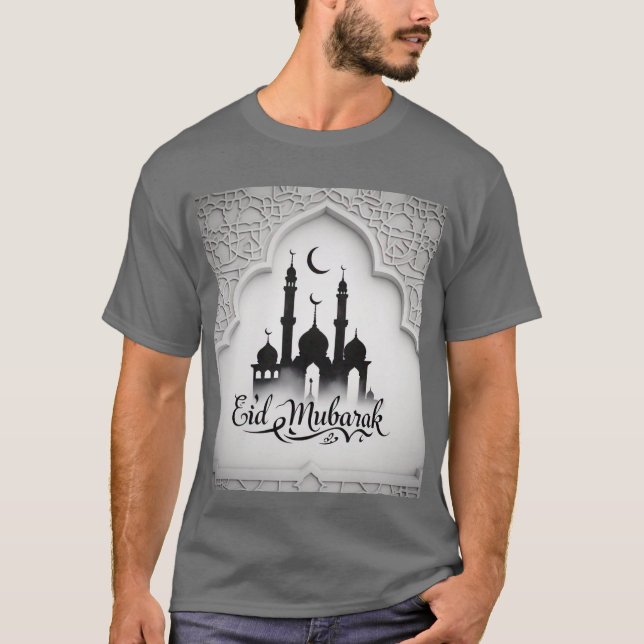 Camiseta Elegante Arquitetura Geométrica Islâmica Eid Mubar (Frente)