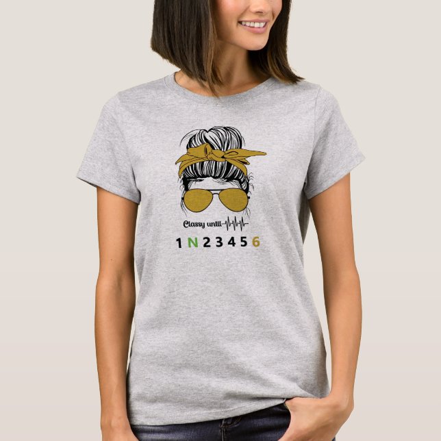 Camiseta Elegante até... Moto engraçada (Frente)
