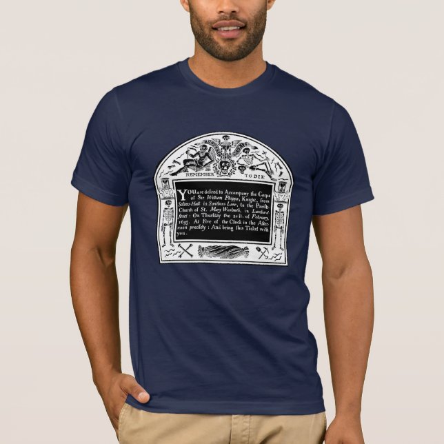 Camiseta Elegante Aviso de Funeral Inglês do Século XVIII (Frente)