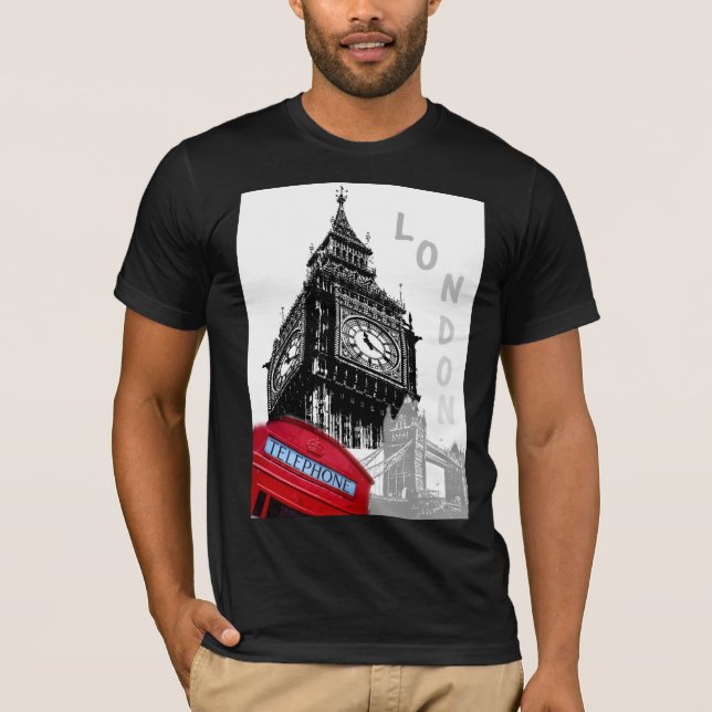 Camiseta Elegante Big Ben Clock Tower London Telefone Verme (Frente)