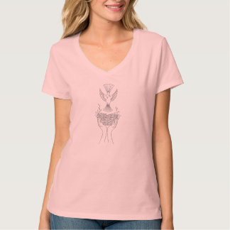 Camiseta Elegante Bird and Nest Line Art Women's