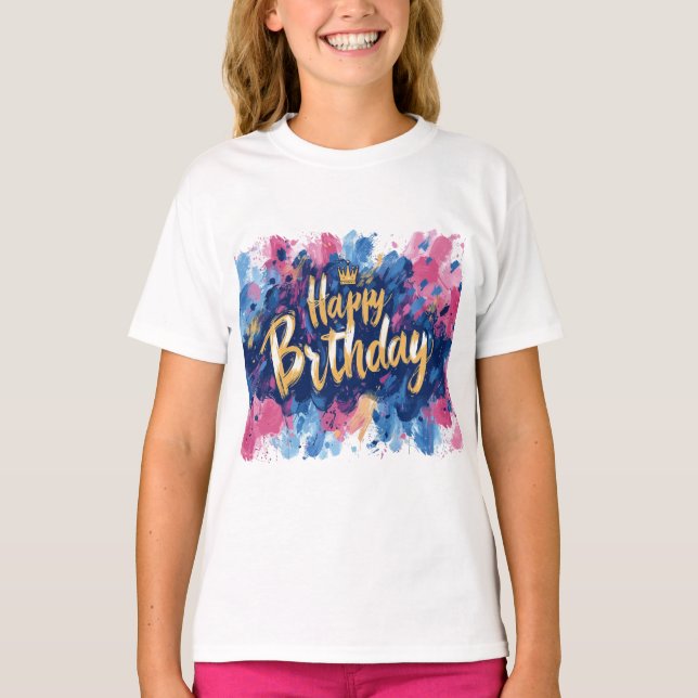 Camiseta Elegante Birthday Girl (Frente)