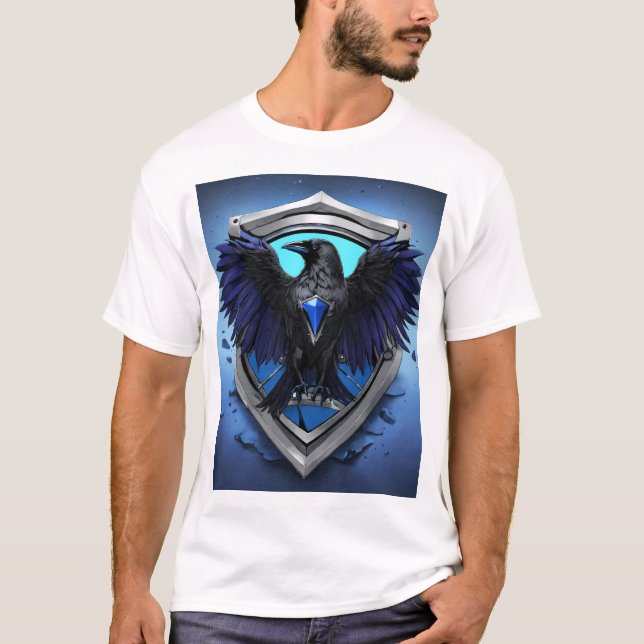 Camiseta "Elegante Black Crow Family Crest - Asas Espalhada (Frente)