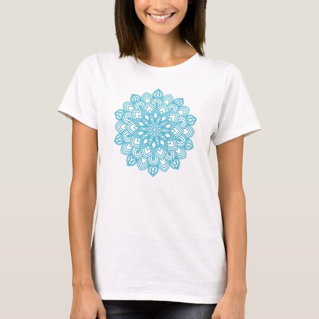 Camiseta Elegante Blue Mandala - floco de neve (Frente)