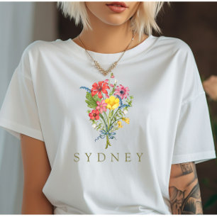 Camiseta Elegante Boho Floral Wildflower