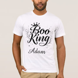 Camiseta Elegante "Boo King" Nome Halloween Black and White
