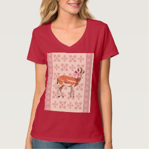 Camiseta Elegante camisola de Natal com padrão de corça ros