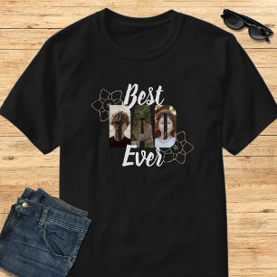Camiseta Elegante Colagem de Fotos do Melhor Pai de Todos e