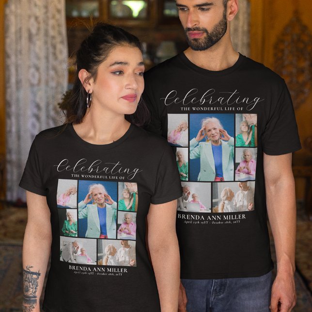 Camiseta Elegante Colagem Fotográfica do Funeral T-S (Criador carregado)