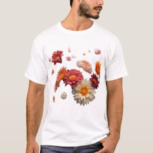 Camiseta Elegante com Buquê de Flores Silvestres F