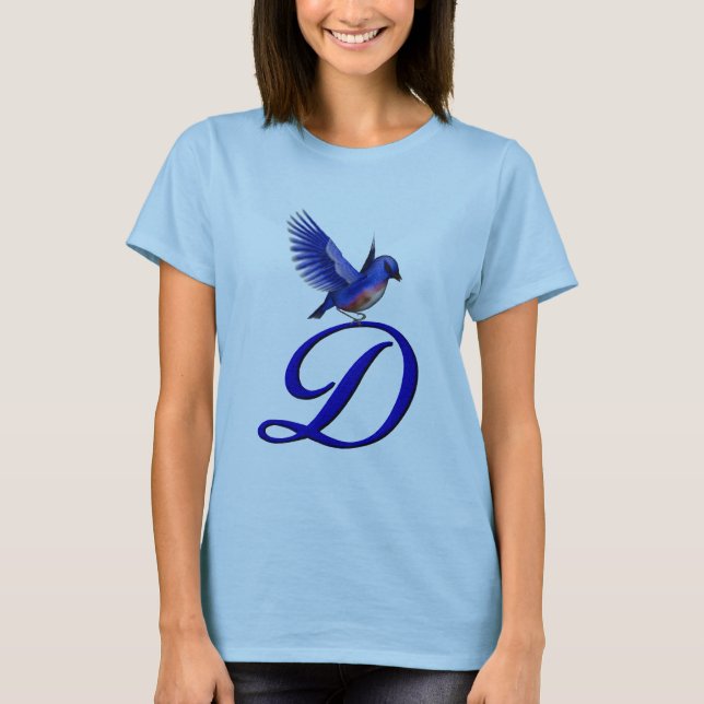 Camiseta Elegante D inicial do Monograma de Bluebird (Frente)