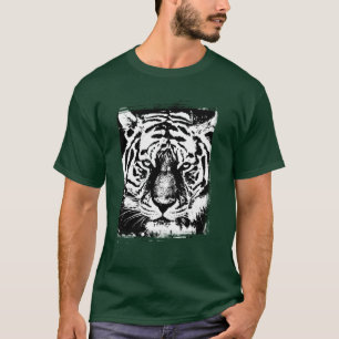 Camiseta Elegante de Pop de Arte de Tigre Verde de Floresta