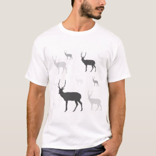 Camiseta Elegante Deer Silhouette em Monocromo - Natureza