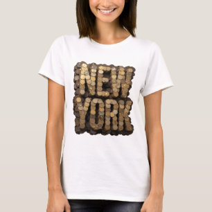 Camiseta Elegante Design de declaração NEW YORK em Ouro