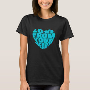 Camiseta Elegante Design de texto Azul 3D Amor Do Seu Cora