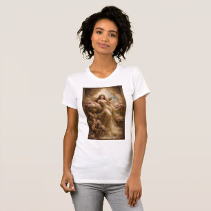 Camiseta Elegante Deusa Dourada com Querubim