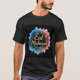 Camiseta Elegante Dourado Eid Mubarak Calliografia