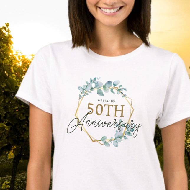 Camiseta Elegante Dourado Floral 50º Aniversário de Casamen (Criador carregado)