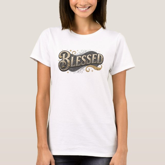 Camiseta Elegante e Estilosa Arte BLESSED 2D de Moda (Frente)