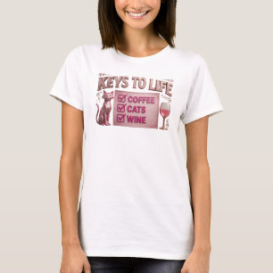 Camiseta Elegante e Estiloso Design de Arte Rosa CAFÉ ENTÃO