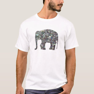 Camiseta Elegante elefante cintilante de mosaico prateado