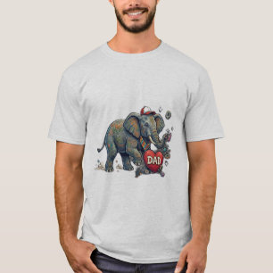 Camiseta Elegante Elefante de Desenho Animado Segurando Cor
