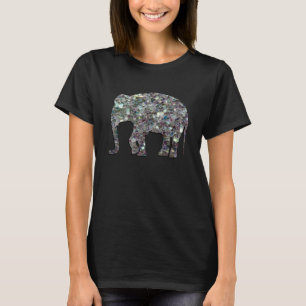 Camiseta Elegante elefante glitter mosaico prateado cintila