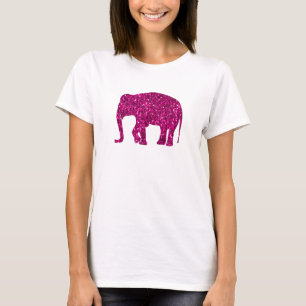 Camiseta Elegante elefante rosa brilhante com lantejoulas f
