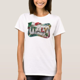 Camiseta Elegante Estampa ITÁLIA Dourada