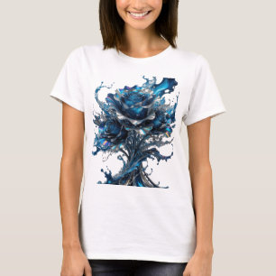 Camiseta Elegante Estampa Rosa Azul Prata
